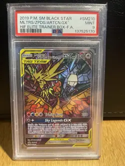 Pokemon TCG Hidden Fates Moltres, Zapdos, Articuno GX SM210 Promo PSA 9 Graded - Image 1