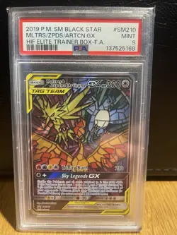 Pokemon TCG Hidden Fates Moltres, Zapdos, Articuno GX SM210 Promo PSA 9 Graded - Image 3
