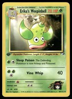 Erika's Weepinbell 49/132 Uncommon Gym Heroes Pokemon 1st Edition Lightly Played - Image 1