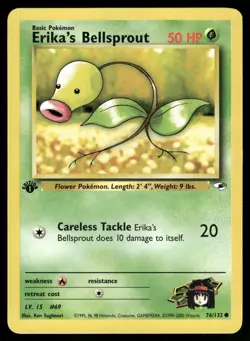 Erika's Bellsprout 76/132 Common Gym Heroes Pokemon 1st Edition Lightly Played - Image 1