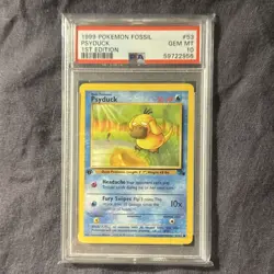 1999 POKEMON FOSSIL 1ST EDITION #53 PSYDUCK PSA 10 - Image 1
