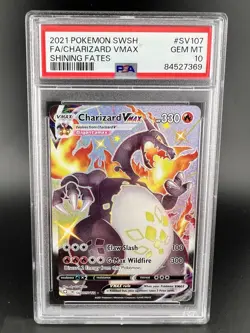 2021 POKEMON SWORD & SHIELD SHINING FATES #SV107 FULL ART/CHARIZARD VMAX PSA 10 - Image 1
