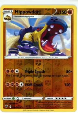 Pokemon TCG Hippowdon 094/189 Swsh03: Darkness Ablaze Reverse Holo - Image 1