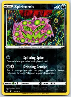 POKEMON REBEL CLASH SPIRITOMB 116/192 RARE REVERSE HOLO NM - Image 1