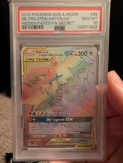 Pokemon Moltres & Zapdos & Articuno GX 69/68 Hidden Fates Secret Holo PSA 10 - Image 1