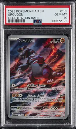 2023 POKEMON PAR EN-PARADOX RIFT ILLUSTRATION RARE #199 GROUDON PSA 10 - Image 1