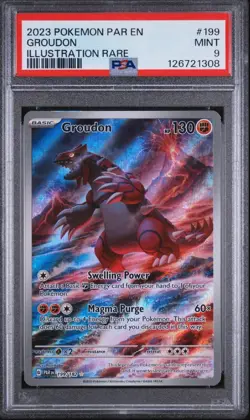 2023 POKEMON PAR EN-PARADOX RIFT ILLUSTRATION RARE #199 GROUDON PSA 9 - Image 1