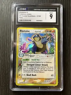 CGC 9 MINT Blastoise 2006 EX Crystal Guardians 2/100 Holo Pokemon Card - Image 1