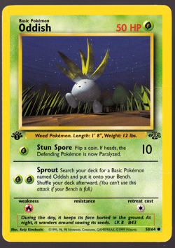 Oddish 58/64 1st Edition Jungle Pokemon Card 1999 MP - Image 1