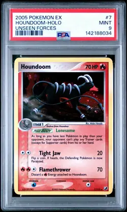 PSA 9 Houndoom 7/115 EX Unseen Forces 2005 Holo Pokemon Card - Mint - Image 1
