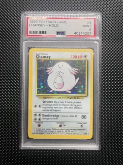 Chansey 3/102 Base Set Unlimited Holo PSA 9 MINT 1999 Pokemon - Image 1