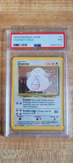 PSA 7 Pokemon Base Set Unlimited Holo Rare Chansey 3/102 NM - Image 1