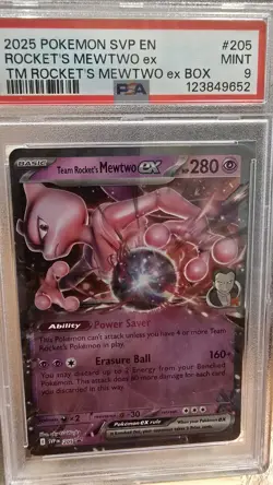 2025 Pokemon SVP EN TM Rocket's Mewtwo EX Box Black Star Star Promo PSA 9 - Image 1