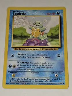 Squirtle 63/102, Base Set Pokemon TCG - Image 1