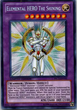 Yugioh Elemental HERO The Shining PRC1-ENV01 Limited Edition Secret Rare NM - Image 1