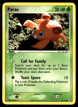 Paras #72/112 FireRed & LeafGreen Pokemon Near Mint or Better - Image 1