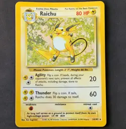 great condition base set 14/102 raichu pokemon card vintage - Image 2