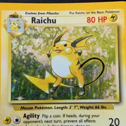 great condition base set 14/102 raichu pokemon card vintage - Image 3