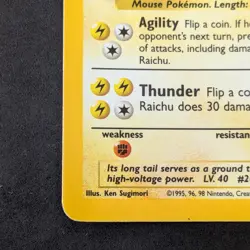 great condition base set 14/102 raichu pokemon card vintage - Image 5