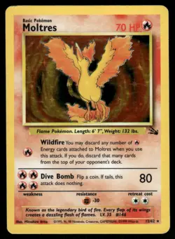 Pokemon Cards Moltres 12/62 Unlimited Holo Fossil WOTC Rare MP - Image 1