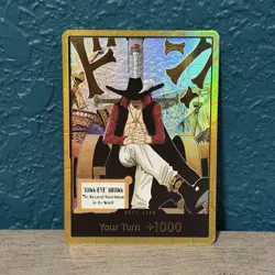 DON!! Card Gold Frame Mihawk OP14 One Piece NM English The azure sea’s seven - Image 1