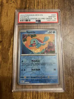 PSA 10 Squirtle 007/165 151 Pokemon Center Stamped Promo Pokemon Card - Gem Mint - Image 1