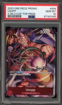 One Piece CCG Usopp 3 on 3 Cup Top Prize Promo OP01-004 PSA 10 Gem Mint - Image 1