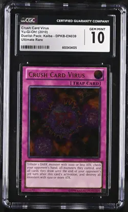 Crush Card Virus Ultimate Rare DPKB-EN039 CGC Gem Mint 10 POP 1 NONE HIGHER - Image 1