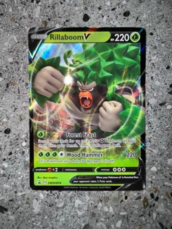 Pokemon TCG Cards Rillaboom V SWSH014 Black Star Promo Holo MINT - Image 3