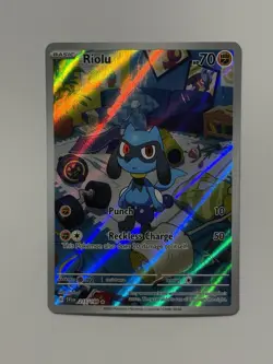 Pokemon Riolu TCG Scarlet & Violet Base Set Holo Card 215/198 Illustration Rare - Image 1