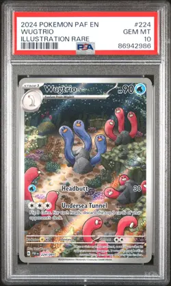Pokemon TCG Wugtrio 224/091 2024 Paldean Fates Illustration Rare Card - PSA 10 - Image 1