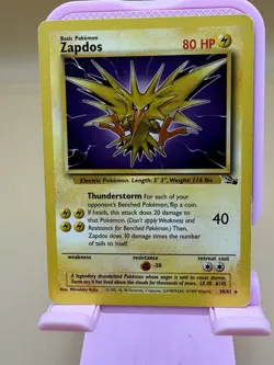 Zapdos 30/62 Fossil Unlimited Non Holo Rare WotC 1999 Vintage Pokemon TCG Card - Image 1