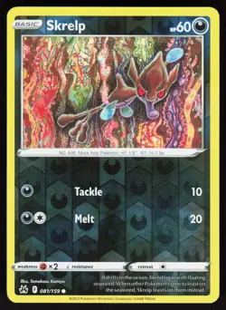 Skrelp 081/159 Common Crown Zenith Pokemon Reverse Holo Near Mint - Image 1