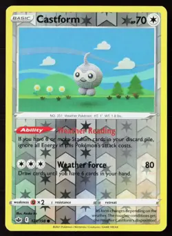 Castform 121/198 Common Chilling Reign Pokemon Reverse Holo Near Mint - Image 1