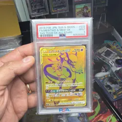 PSA 9 2019 Pokemon Japanese MEWTWO & MEW GX FA Tag Team GX All Stars #222 - Image 1