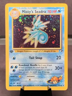 Pokemon TCG 1st Edition Misty's Seadra Holo Rare 9/132 Gym Heroes VTG WOTC NM/M - Image 1