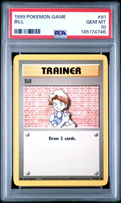 1999 POKEMON BASE SET UNLIMITED #91 BILL PSA 10 - Image 1