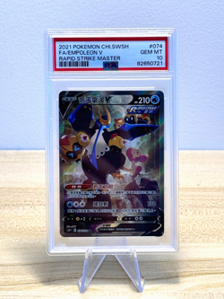 2021 Pokemon Chinese SWSH Rapid Strike Master FA Empoleon V 074 ALT/SR PSA 10 - Image 1