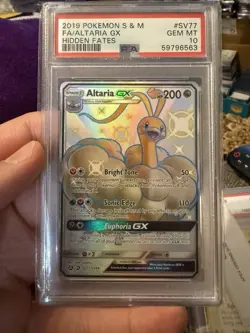 PSA 10 ⭐ Pokemon Altaria GX SV77 77 Full Art Shiny Hidden Fates Sun Moon - Image 1