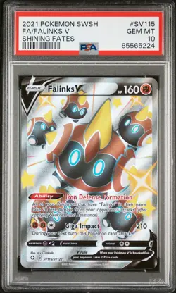 2021 POKEMON SWORD & SHIELD SHINING FATES #SV115 FULL ART/FALINKS V PSA 10 - Image 1