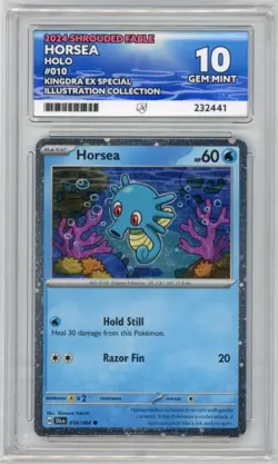 Horsea 010/064 Cosmic Holo Shrouded Fable Illustration Coll 2024 Pokemon ACE 10 - Image 1