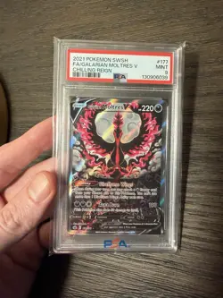 PSA 9 Galarian Moltres V Alternate Full Art 177/198 Pokemon Card Chilling Reign - Image 1