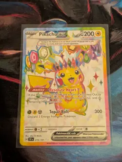 Pokemon TCG Sv08: Surging Sparks Pikachu EX Holo Card 219/191 - Image 1