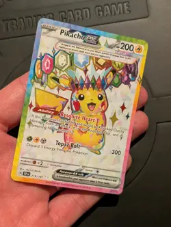 Pokemon TCG Sv08: Surging Sparks Pikachu EX Holo Card 219/191 - Image 3