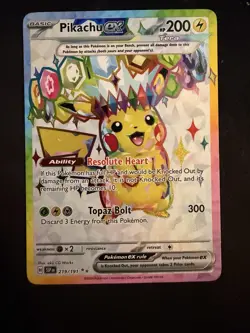 Pokemon TCG Surging Sparks Pikachu EX 219/191 NM Condition Secret Rare - Image 2