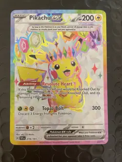 Pokemon TCG Surging Sparks Pikachu EX 219/191 NM Condition Secret Rare - Image 1