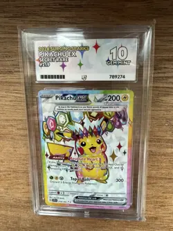 Pokemon TCG Pikachu Ex SR Surging Sparks 219/191 Ace 10 Gem Mint Perfect Subs - Image 1