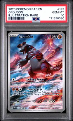 2023 POKEMON PAR EN-PARADOX RIFT ILLUSTRATION RARE #199 GROUDON PSA 10 - Image 1