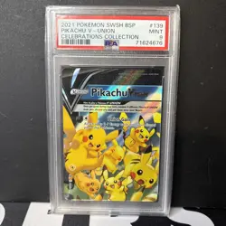 2021 Pokemon SWSH BSP Celebrations Collection #139 Pikachu V Union PSA 9 MINT! - Image 1