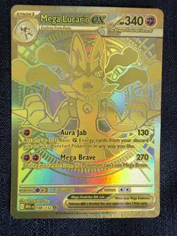 Mega Lucario ex 188/132 Pokemon TCG 2025 Mega Evolution Gold Hyper Rare NM - Image 1
